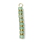 Natural Green Aventurine & Electroplated Synthetic Non-magnetic Hematite Heishi Beaded Pendants, Disc Beaded Charms with 304 Stainless Steel Loops, Golden, 32.5x4x4mm, Hole: 3mm
