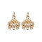 Brass Micro Pave Cubic Zirconia Multi-Strand Links, with Jump Ring, Real 14K Gold Plated, Crown, Clear, 14x14x13mm, Hole: 3.5mm