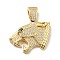 Brass Micro Pave Clear Cubic Zirconia Pendants, Cadmium Free & Lead Free, Cheetah Charms, Real 18K Gold Plated, Green, 20x33x4mm, Hole: 5x7.5mm