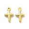 Brass Charms, Cadmium Free & Lead Free, Long-Lasting Plated, Cross Charm, Real 24K Gold Plated, 10~11.5x6~6.5x2mm, Hole: 1mm