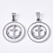 201 Stainless Steel Pendants, with Shell and Random Size Snap on Bails, Flat Round with Anchor, Stainless Steel Color, 23x20x2mm, Hole: 7~10x3~5mm