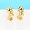 Brass Stud Earrings, Long-Lasting Plated, Lead Free & Cadmium Free, with Black Cubic Zirconia, Sea Horse, 12x5.5mm