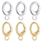 SUNNYCLUE 1 Box 6Pcs 2 Colors Spring Oval Rings Small Carabiner Ring Jewelry Trigger Real 18K Gold Plated Brass Silver Keyring Snap Hook Buckle Lock Clasps for Purse Jewelry Bracelet Bags DIY Crafts