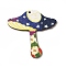 Printed Wooden Pendants, Mushroom Charms with Sun, for DIY Jewelry Decorated Making, Midnight Blue, 45x45x2mm, Hole: 2mm