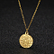 Stylish Stainless Steel Flat Round Coin Pendant Necklaces for Women Daily Wear, Golden