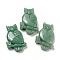 Natural Green Aventurine Pendants, Owl Charms, 44~46x29~31x7.5~10mm, Hole: 1.4mm