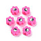 Handmade Polymer Clay Beads, for DIY Jewelry Crafts Supplies, Flower with Yin-yang, Deep Pink, 8~9x7.5~8.5x4~4.5mm, Hole: 1.6~1.8mm