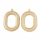 Ion Plating(IP) 304 Stainless Steel Pendants, Oval Charm, Real 18K Gold Plated, 41.5x27.5x2mm, Hole: 2mm