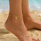 Brass Heart Charm Anklets for Women Casual Holiday Jewelry, Golden, 8-5/8 inch(220mm)