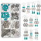 DIY Chakra Dangle Earring Making Kits, Including Flower & Flat Round Alloy Pendants & Link Connectors, Synthetic Turquoise Beads, Brass Linking Rings & Earring Hooks, Mixed Color, 150Pcs/box