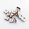 Brass Rhinestone Spacer Beads, Grade A, Square, Nickel Free, Silver Color Plated, Mixed Color, 8x8x4mm, Hole: 1mm