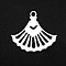 Non-Tarnish 201 Stainless Steel Pendants, Laser Cut, Hollow, Fan, Stainless Steel Color, 14.5x16x1mm, Hole: 1.6mm