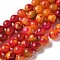 Natural Agate Beads Strands, Dyed & Heated, Round, FireBrick, 10~10.5mm, Hole: 0.7mm, about 38pcs/strand, 14.76''(37.5cm)
