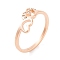 304 Stainless Steel with Rhinestone Heart Finger Ring for Women, Rose Gold, 7mm, US Size 6~9(16.5~18.9mm)