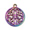 Ion Plating(IP) 201 Stainless Steel Pendants, Flat Round with Trinity Knot, Rainbow Color, 24x20.5x2mm, Hole: 2mm