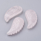 Natural Rose Quartz Pendants, Wing, 34~35x16~18x6.5~7.5mm, Hole: 1mm