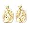 304 Stainless Steel Pendants, Textured, Rectangle Charm, Golden, 18.5x14x2mm, Hole: 5.5x3mm