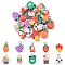 20Pcs 10 Style Handmade Polymer Clay Charms, with Iron Findings, Platinum, Mixed Shape, Mixed Color, 11~18x8~12x3~5mm, Hole: 1.8~2mm, 2pcs/style