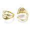 Brass Cuff Earrings, Cadmium Free & Nickel Free & Lead Free, Leaf, Real 16K Gold Plated, 2~11mm, Inner Diameter: 11.5mm