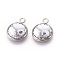 Resin Pendants, with 304 Stainless Steel Finding, Flat Round with Mermaid Fish Scale Shaped, Stainless Steel Color, Silver, 18x14x3.5mm, Hole: 2mm