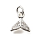 Fishtail Brass Micro Pave Cubic Zirconia Charms, Rack Plating, Long-Lasting Plated, with Jump Ring, Silver, 10x10x2mm, Hole: 3mm
