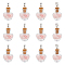 12Pcs Heart Glass Bottle with Rose Quartz inside Pendants, with 304 Stainless Steel Findings, 31x22x11mm, Hole: 7x4mm