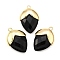 Natural Obsidian Pendants, with Golden Brass Finding, Straberry Shape Charms, Faceted, 25x17.5x7mm, Hole: 1.6mm
