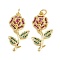 Brass Micro Pave Cubic Zirconia Pendants, Flower, Long-Lasting Plated, Cadmium Free & Lead Free, Rack Plating, with Jump Ring, Golden, 28x15x4.5mm, Hole: 3mm