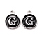 Platinum Plated Alloy Charms, Cadmium Free & Lead Free, with Enamel, Enamelled Sequins, Flat Round with Letter, Letter.G, 14x12x2mm, Hole: 1.5mm