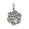 304 Stainless Steel Pendants, Hollow Flower Charm, Stainless Steel Color, 18x14.5x2mm, Hole: 5.5x3.5mm
