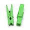 Dyed Wooden Craft Pegs Clips, Lime Green, 35x7x10mm