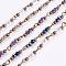 Handmade Glass Beaded Chains, Unwelded, with Iron and Brass Finding, Rondelle, Faceted, Mixed Color, 39.37 inch, 1m/strand