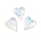 Electroplated Glass Pendants, Back Plated, Faceted, Heart Charms, Alice Blue, 17.5x14x5mm, Hole: 1.2mm