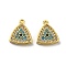 Brass Micro Pave Cubic Zirconia Charms, Cadmium Free & Nickel Free & Lead Free, Triangle, Real 18K Gold Plated, 11x9.5x2mm, Hole: 1mm