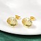 Brass Stud Earrings, Shell Shape, Real 18K Gold Plated, 10x12.5mm