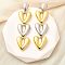 Heart Brass Dangle Stud Earrings, Long-Lasting Plated, Lead Free & Cadmium Free, Real 18K Gold Plated, 59x16.5mm