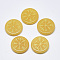 Natural Topaz Jade Cabochons, Flat Round with Nordic Pagan Pattern, 25x5.5mm