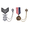 SUPERFINDINGS 2 Styles Republique Francaise Eagle Hanging Charms Lapel Pins Military Hero Medals Retro Shield Geometric Alloyl Medal Brooch Pins with Safety Chains for Women Men Coat Jacket Costume