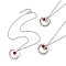 3Pcs 3 Styles Flat Round Forever in My Heart Alloy Glass Pendant Necklaces, Brass Twisted Chain Necklaces, Platinum, 15.98 inch(40.6cm), 1pc/style