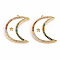 Brass Micro Pave Colorful Cubic Zirconia Pendants, with Enamel, Nickel Free, Real 18K Gold Plated, Moon, White, 27.5x21.5x2mm, Hole: 1.2mm