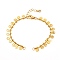 Flat Round with Smiling Face Brass Charm Bracelet Makings, with Brass Curb Chains and Cubic Zirconia Charms, 304 Stainless Steel Lobster Claw Clasps and Open Jump Rings, Golden, 6-3/4 inch(17cm), Hole: 2.8mm