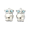 304 Stainless Steel Pendants,  with Rhinestone, Owl Charms, Stainless Steel Color, 15.5x10.5x4mm, Hole: 1.6mm