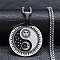 Non-Tarnish 201 Stainless Steel Pendant Necklace with Box Chains, Yin Yang with Moon & Sun, Stainless Steel Color, 19.61 inch(49.8cm)