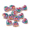 Handmade Lampwork Enamel Beads, Heart with Fruit, Cherry, 13.5x13.5x9.5~10.5mm, Hole: 1.2mm