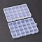(Defective Closeout Sale: Scratch Mark) Plastic Bead Storage Containers, 24 Compartments, Rectangle, White, 13.3x19x2.2cm