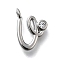 Brass Micro Pave Cubic Zirconia Pendants, Letter Charms, Rack Plating, Long-Lasting Plated, Cadmium Free & Lead Free, Letter V, 12x8.5x2mm, Hole: 1.6mm