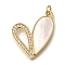 Brass Micro Pave Cubic Zirconia Pendants, Cadmium Free & Lead Free, with Shell, Heart Charms, Real 16K Gold Plated, 24x17x2mm
