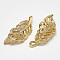 Brass Pendants, Cadmium Free & Nickel Free & Lead Free, Leaf, Real 18K Gold Plated, 21x9.5x2mm, Hole: 1.5mm