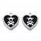 Eco-Friendly Alloy Enamel Pendants, Cadmium Free & Lead Free & Nickel Free, Heart with Bear, Platinum, 21x19.5x1.5mm, Hole: 2mm