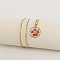Alloy & Plastic Inner Flower Flat Round Pendant Necklaces, Golden, Indian Red, 17.72 inch(45cm)
